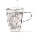 Double Wall Custom Glass Mug For Peppermint Tea